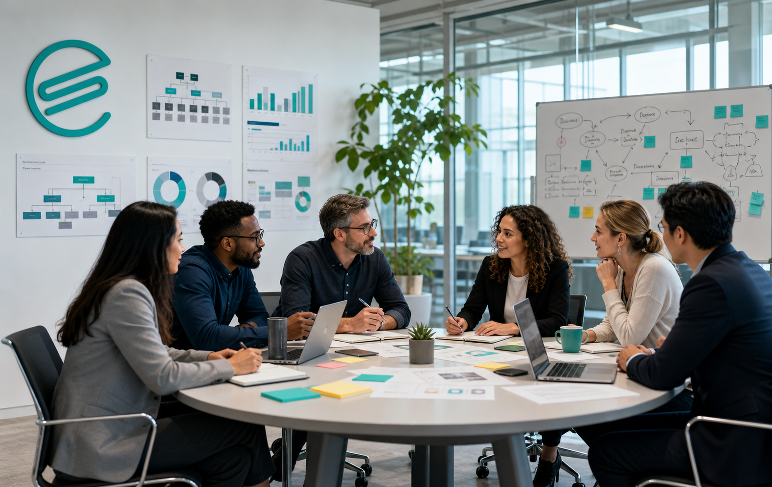 team holding organisational structure review